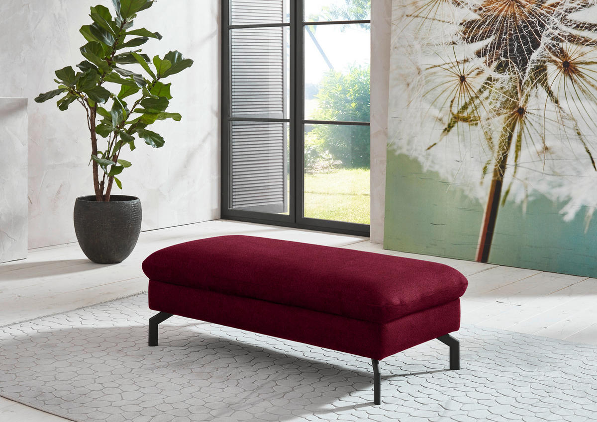 ECKSOFA in Velours Beere  - Beere/Schwarz, Design, Textil/Metall (179/306cm) - Beldomo System
