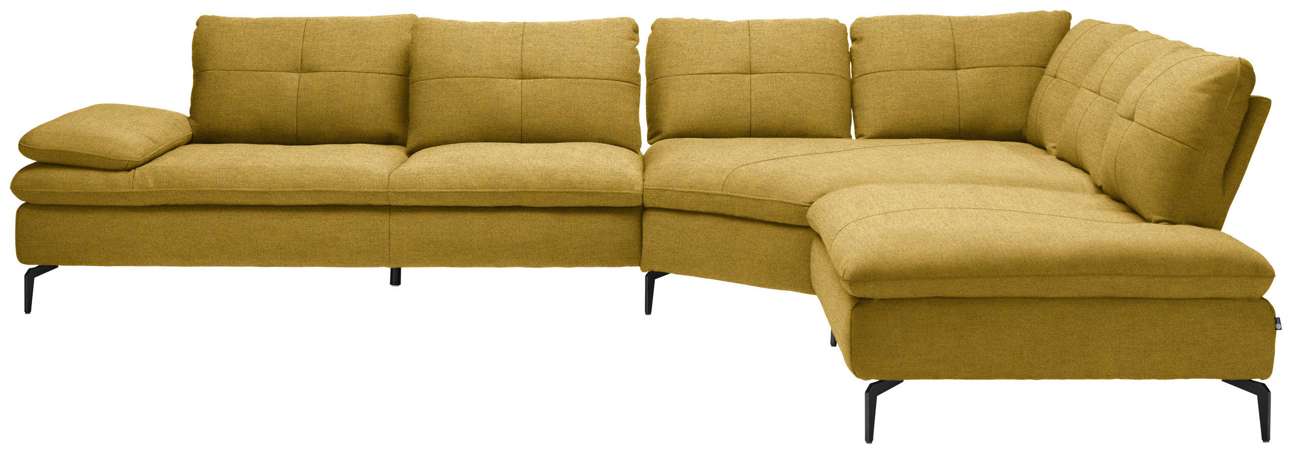 ECKSOFA in Flachgewebe Hellgrün  - Schwarz/Hellgrün, Design, Textil/Metall (344/271cm) - Chilliano
