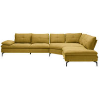 ECKSOFA in Flachgewebe Hellgrün  - Schwarz/Hellgrün, Design, Textil/Metall (344/271cm) - Chilliano
