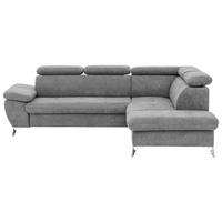 ECKSOFA in Mikrofaser Hellgrau  - Chromfarben/Hellgrau, Konventionell, Textil/Metall (256/209cm) - Livetastic