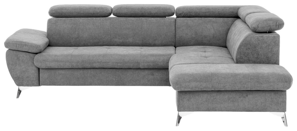 ECKSOFA in Mikrofaser Hellgrau  - Chromfarben/Hellgrau, Konventionell, Textil/Metall (256/209cm) - Livetastic