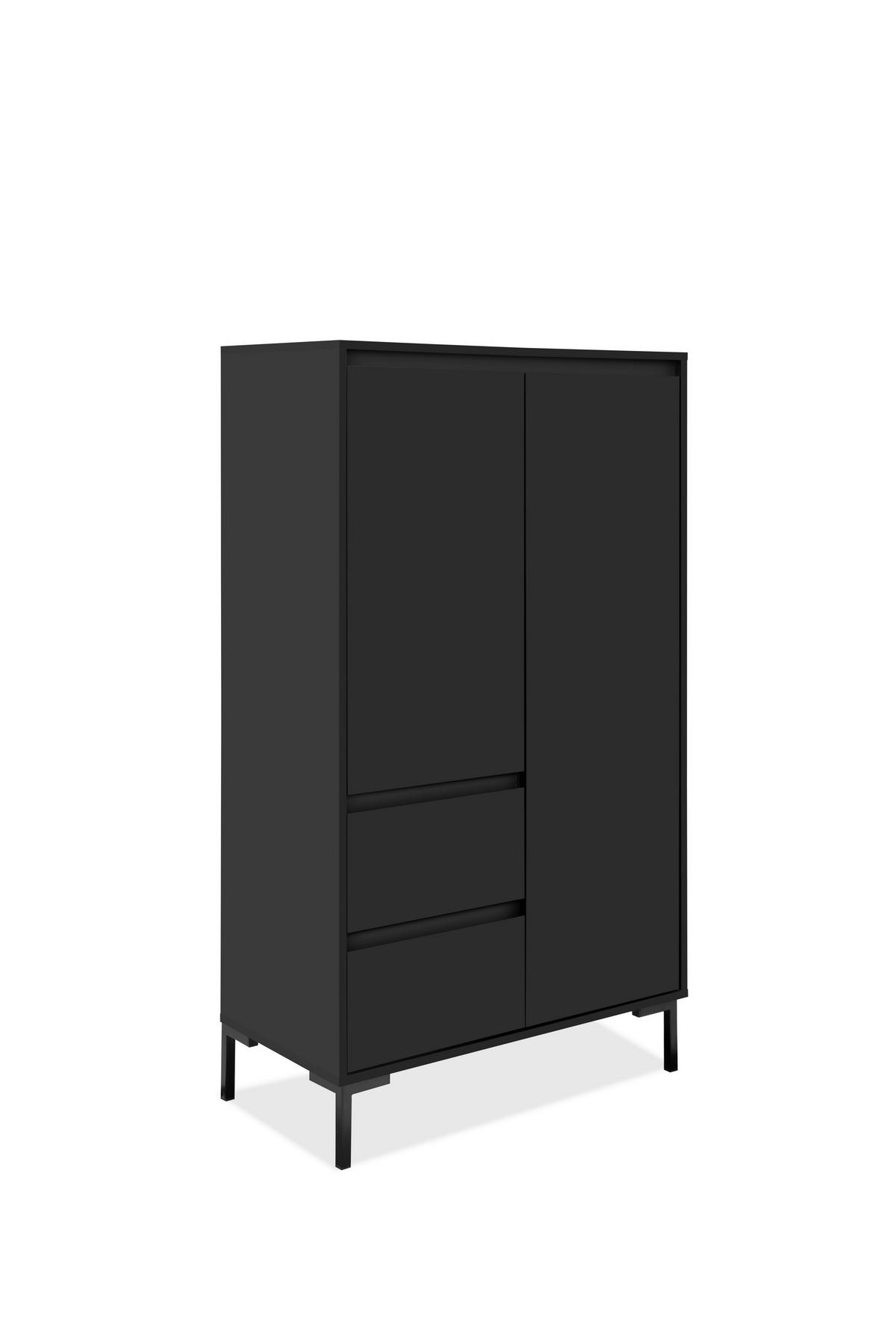 HIGHBOARD  81/139/40 cm 2 Schublade(n)  - Schwarz, Design, Holzwerkstoff/Metall (81/139/40cm) - MID.YOU