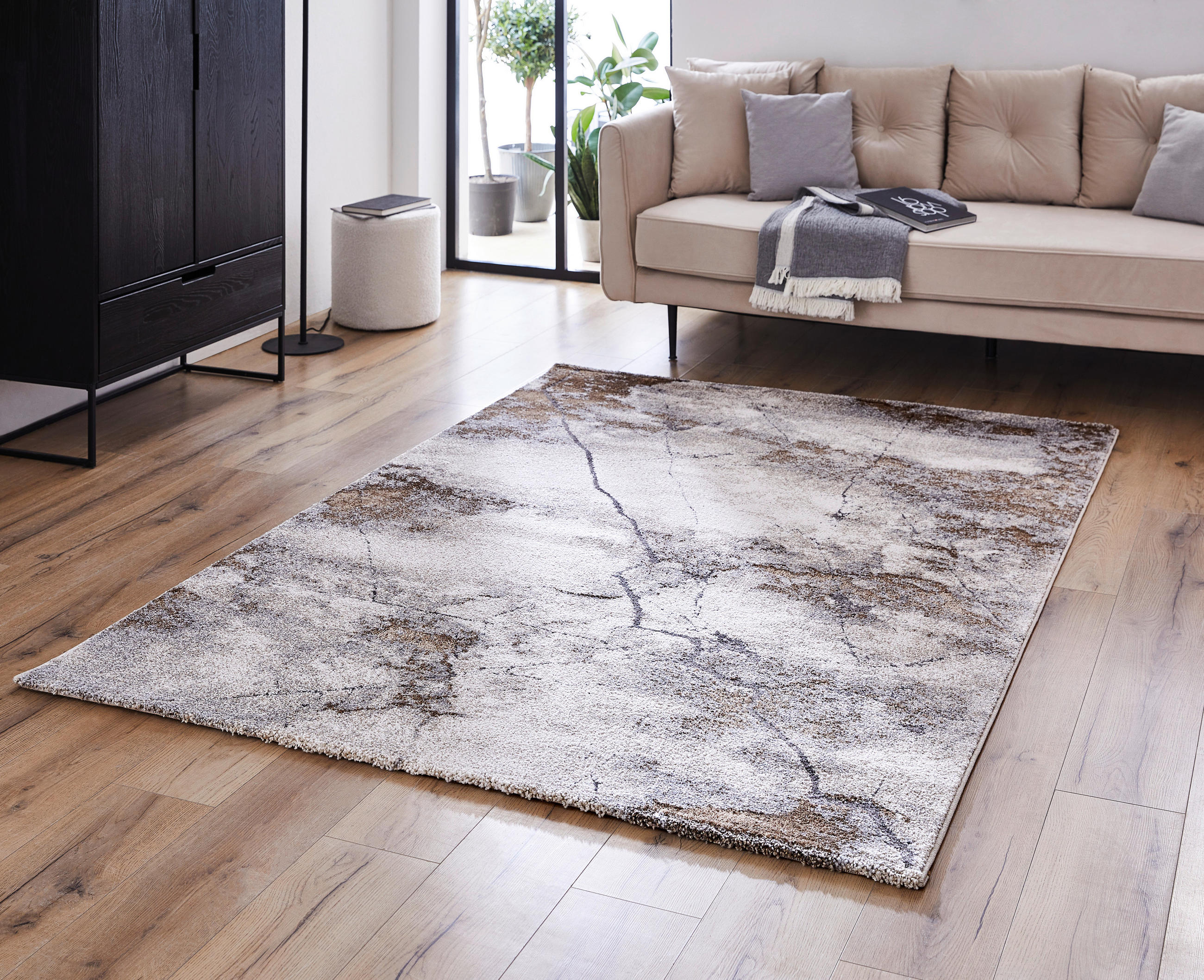 Thumbnail - Novel Webteppich Pompeji, Beige, Kunststoff, Abstraktes, rechteckig, 133x190 cm, ISO 9001, Bsci, Oeko-Tex® Standard 100,...