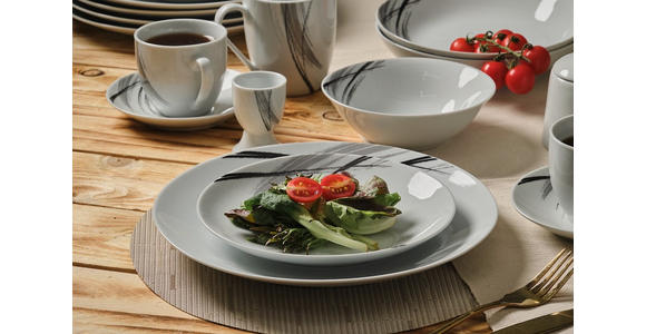 KOMBISERVICE Roma 62-teilig  - Schwarz/Weiß, Basics, Keramik - Novel