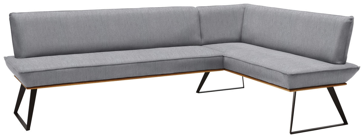 ECKBANK 203/163 cm  in Grau, Schwarz, Eichefarben  - Eichefarben/Schwarz, Design, Holz/Textil (203/163cm) - Voleo