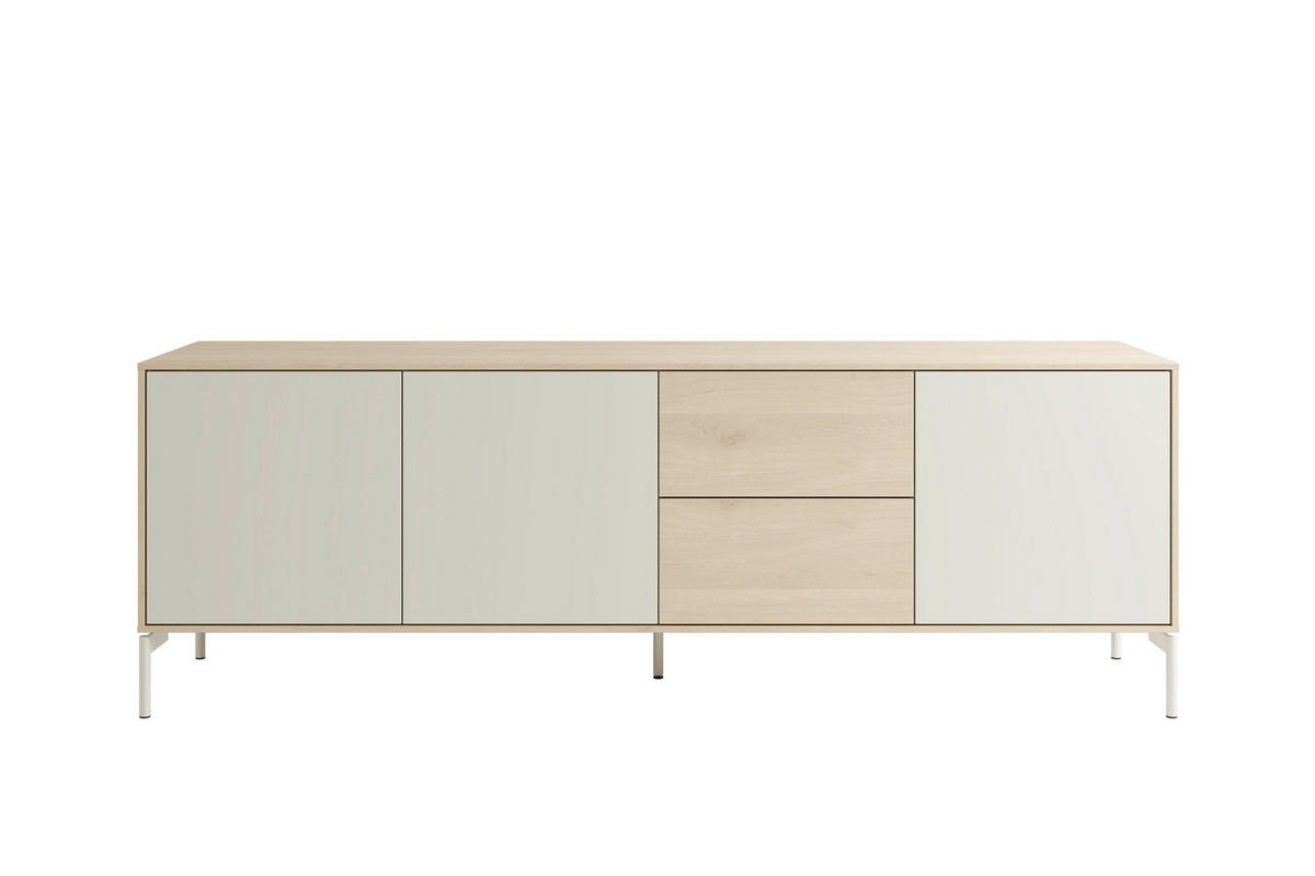 SIDEBOARD LABOE 197/67/41 cm 2 Schublade(n)  - Eiche Bianco/Seidengrau, MODERN, Holzwerkstoff (197/67/41cm) - Schöner Wohnen