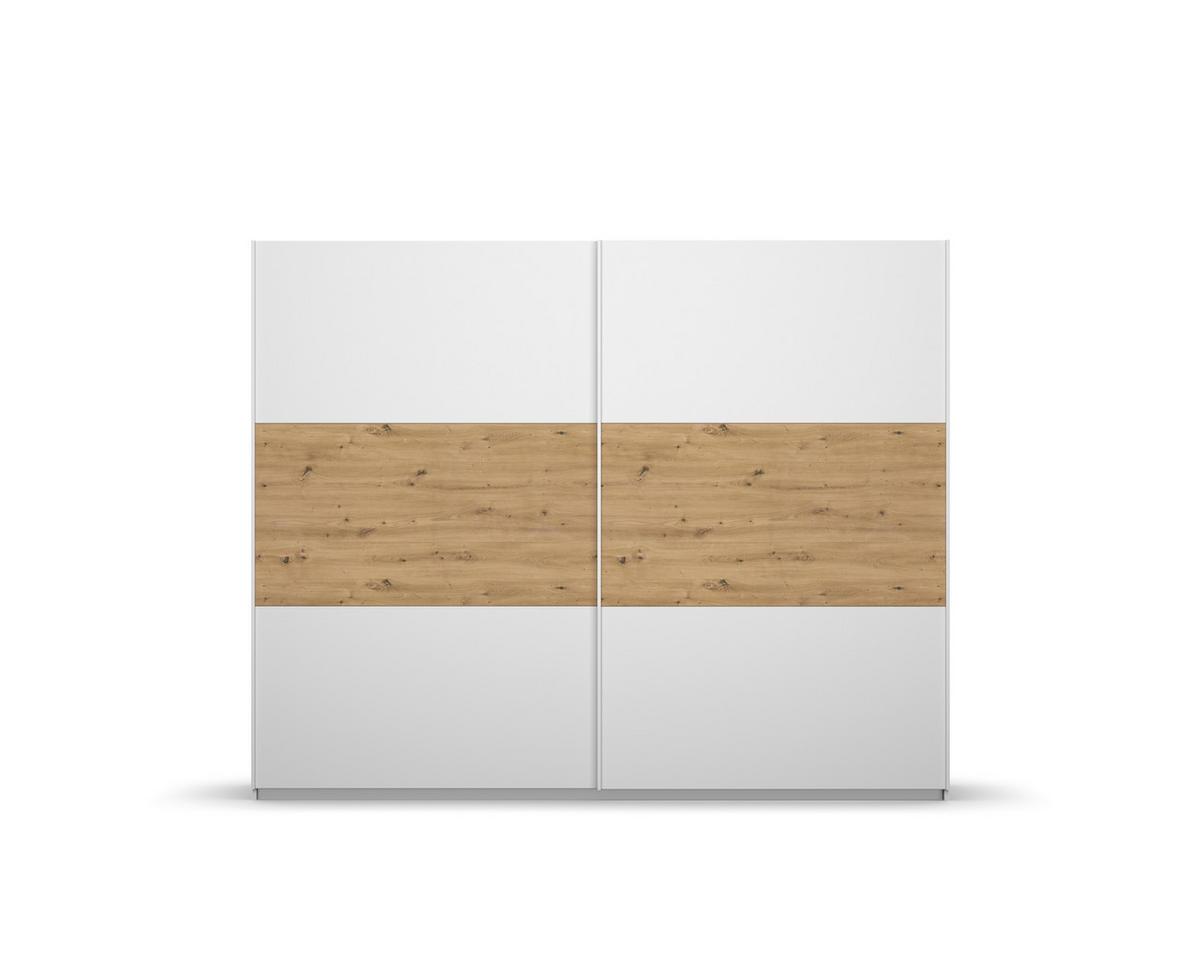 SCHWEBETÜRENSCHRANK  in Weiß, Eiche Artisan  - Weiß/Eiche Artisan, MODERN, Holzwerkstoff/Metall (261/210/54cm) - Rauch Möbel