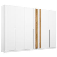DREHTÜRENSCHRANK Weiss, Eiche Artisan  - Weiss/Alufarben, Modern, Holzwerkstoff/Metall (271/210/54cm) - Rauch Möbel