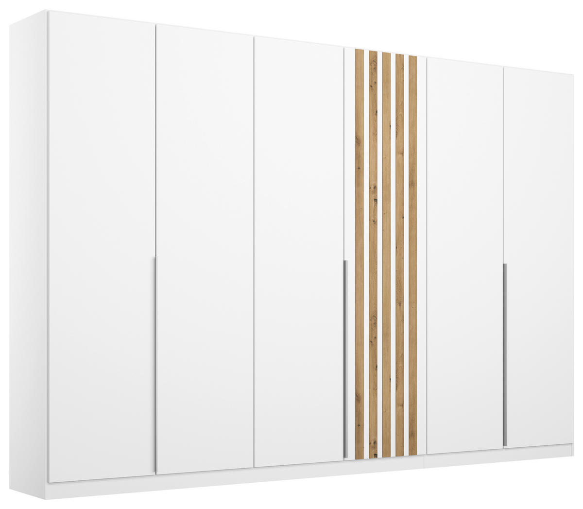 DREHTÜRENSCHRANK Weiss, Eiche Artisan  - Weiss/Alufarben, Modern, Holzwerkstoff/Metall (271/210/54cm) - Rauch Möbel