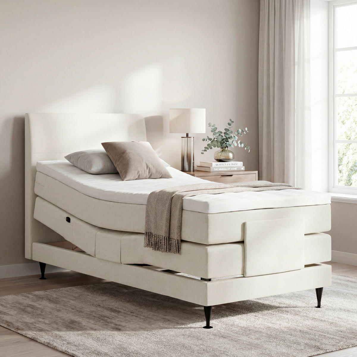 BOXSPRINGBETT 120/200 cm  Creme  - Creme/Schwarz, Konventionell, Holzwerkstoff/Textil (120/200cm) - Welnova