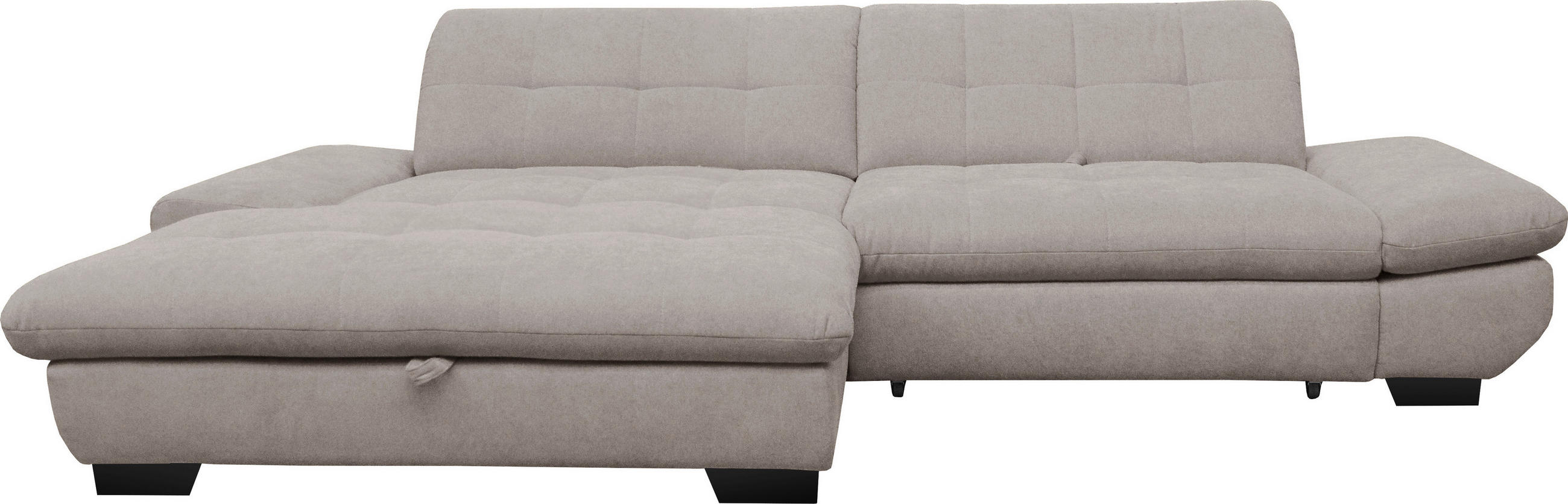 ECKSOFA in Mikrofaser Hellgrau  198/290 cm  - Hellgrau/Schwarz, Design, Textil/Metall (198/290cm) - Xora