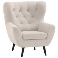 SESSEL in Mikrofaser Beige  - Anthrazit/Beige, Design, Holz/Textil (87/101/95cm) - Stylife