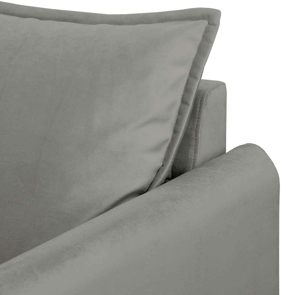 3-SITZER-SOFA JULI Samt Grau  - Schwarz/Grau, Design, Holz/Textil (203/86/100cm) - P & B