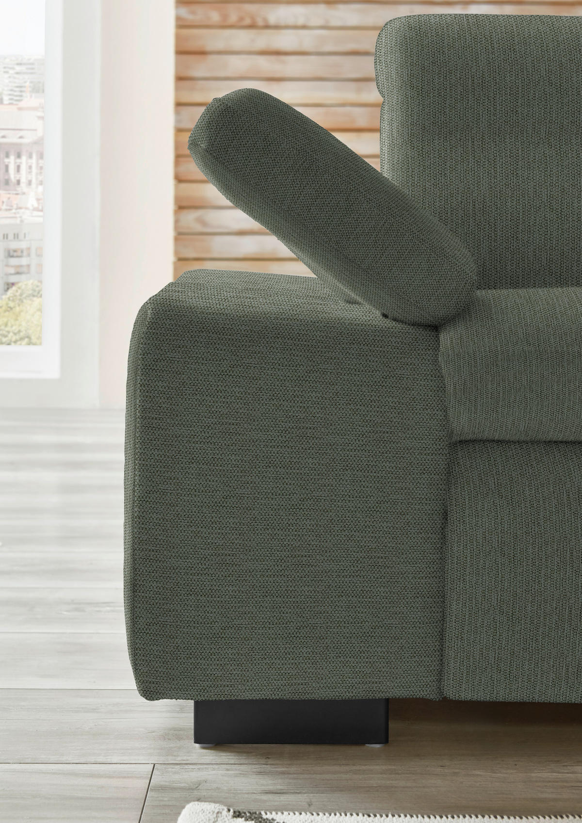 ECKSOFA in Flachgewebe Dunkelgrün  - Dunkelgrün/Schwarz, Design, Textil/Metall (297/174cm) - Beldomo Style