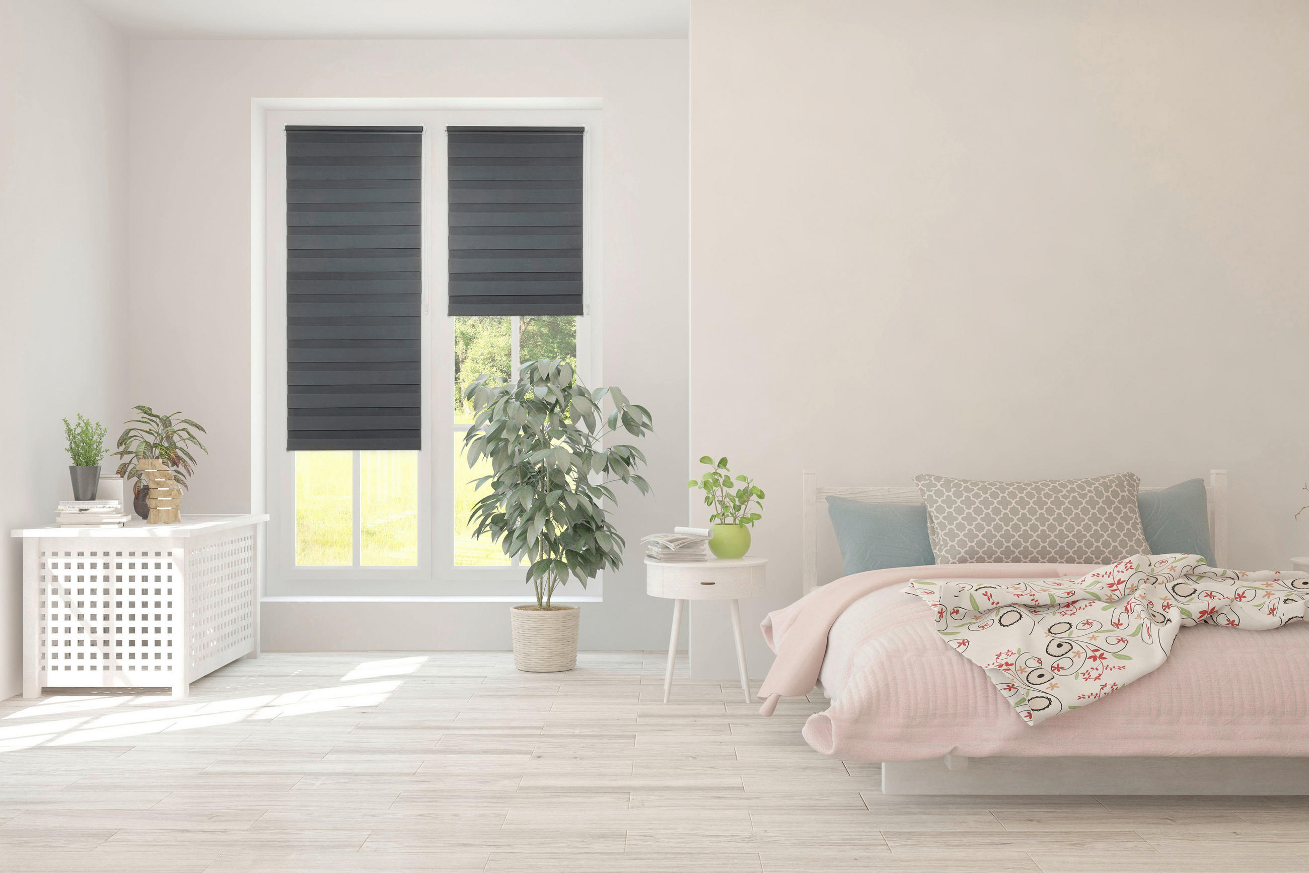 DOPPELROLLO  halbtransparent     - Grau, Basics, Textil (60/150/6cm) - Homeware