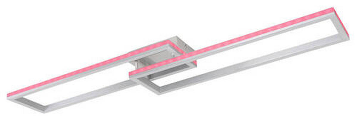LED-DECKENLEUCHTE 40 W    119,5/25,5/10 cm  - Silberfarben/Opal, Design, Kunststoff/Metall (119,5/25,5/10cm) - Globo