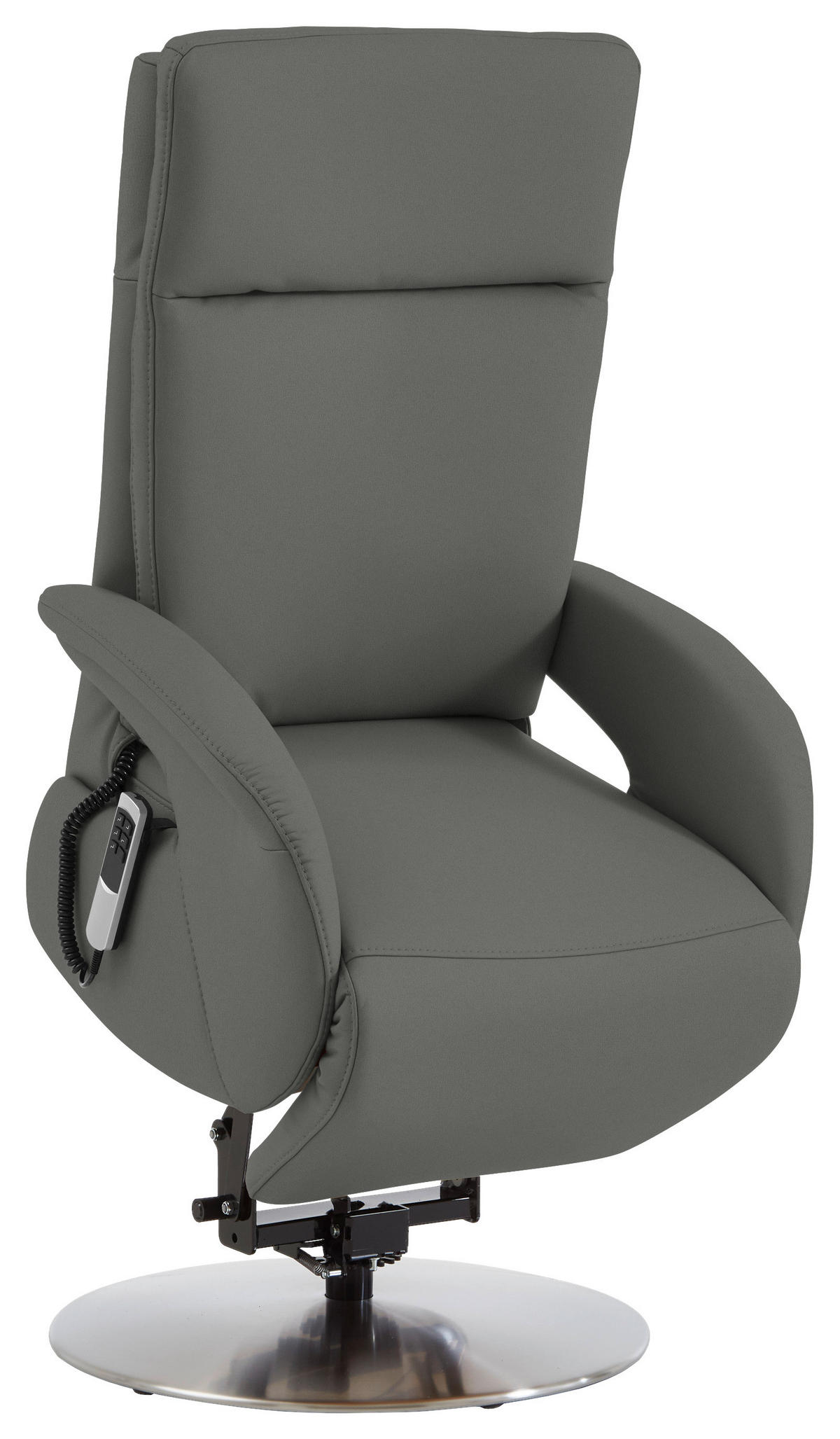 RELAXSESSEL in Leder Dunkelgrau  - Edelstahlfarben/Dunkelgrau, Design, Leder/Metall (70/108/80cm) - Cantus