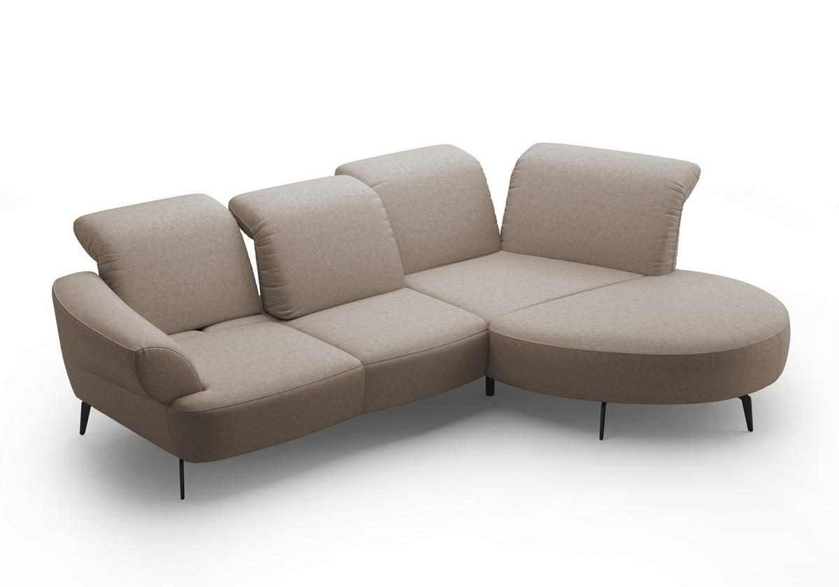 ECKSOFA DANCE E Taupe Flachgewebe  - Taupe/Schwarz, MODERN, Textil/Metall (313/208cm) - Sit & More