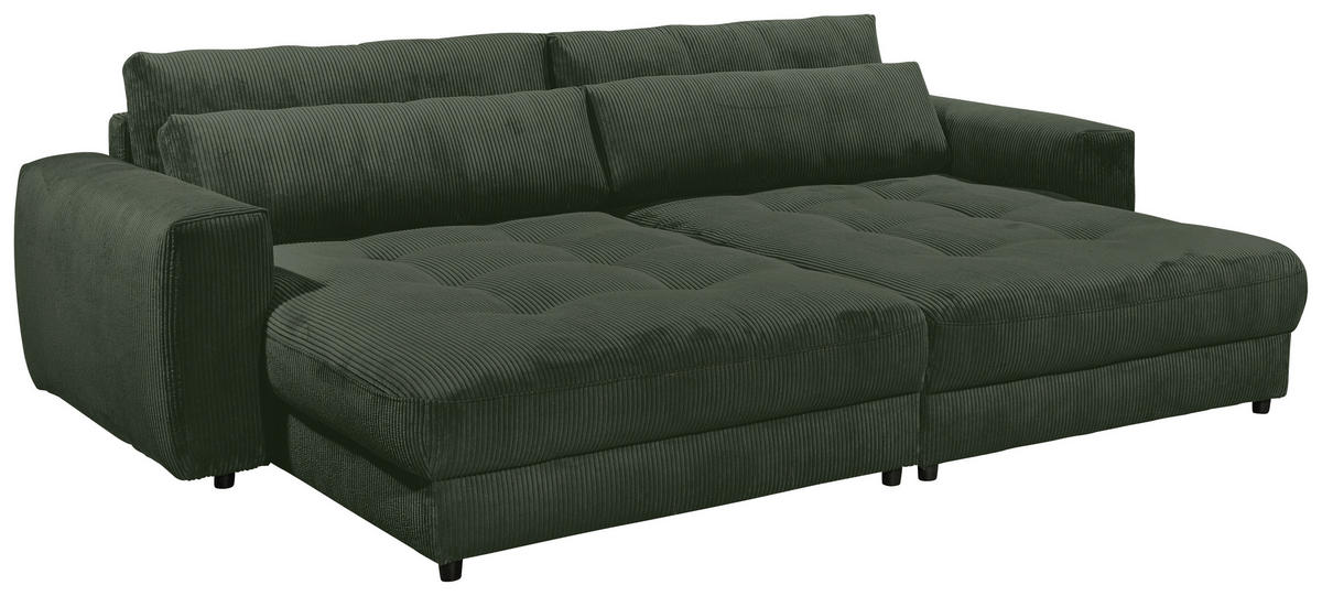 NAGY KANAPÉ textil, faalapú anyag sötétzöld  - fekete/sötétzöld, Konventionell, műanyag/faalapú anyag (292/90/194cm) - MID.YOU
