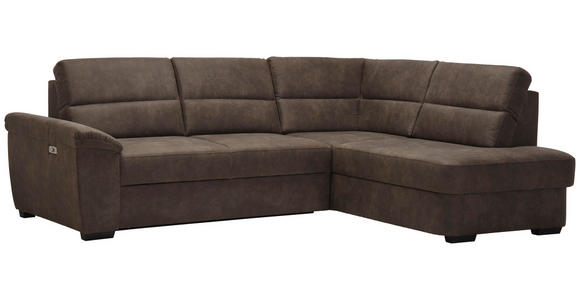 WOHNLANDSCHAFT Dunkelbraun Lederlook - Dunkelbraun, KONVENTIONELL, Kunststoff/Textil (251/193cm) - Cantus