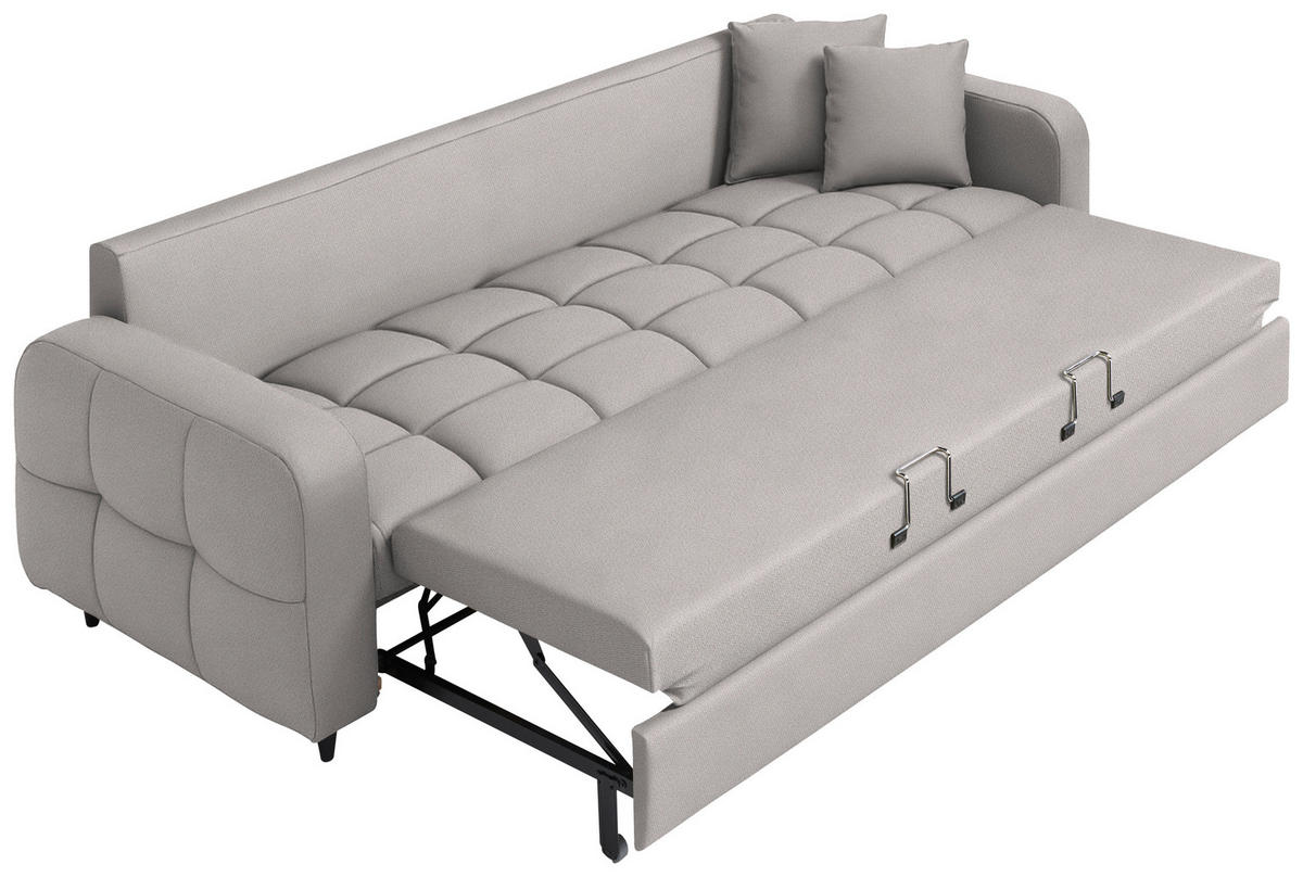 SCHLAFSOFA Webstoff Greige Stoffauswahl, Bettfunktion erhältlich, Rücken echt, Armteil links, Armteil rechts  - Greige/Schwarz, Design, Holz/Textil (236/88/101cm) - Lomoco