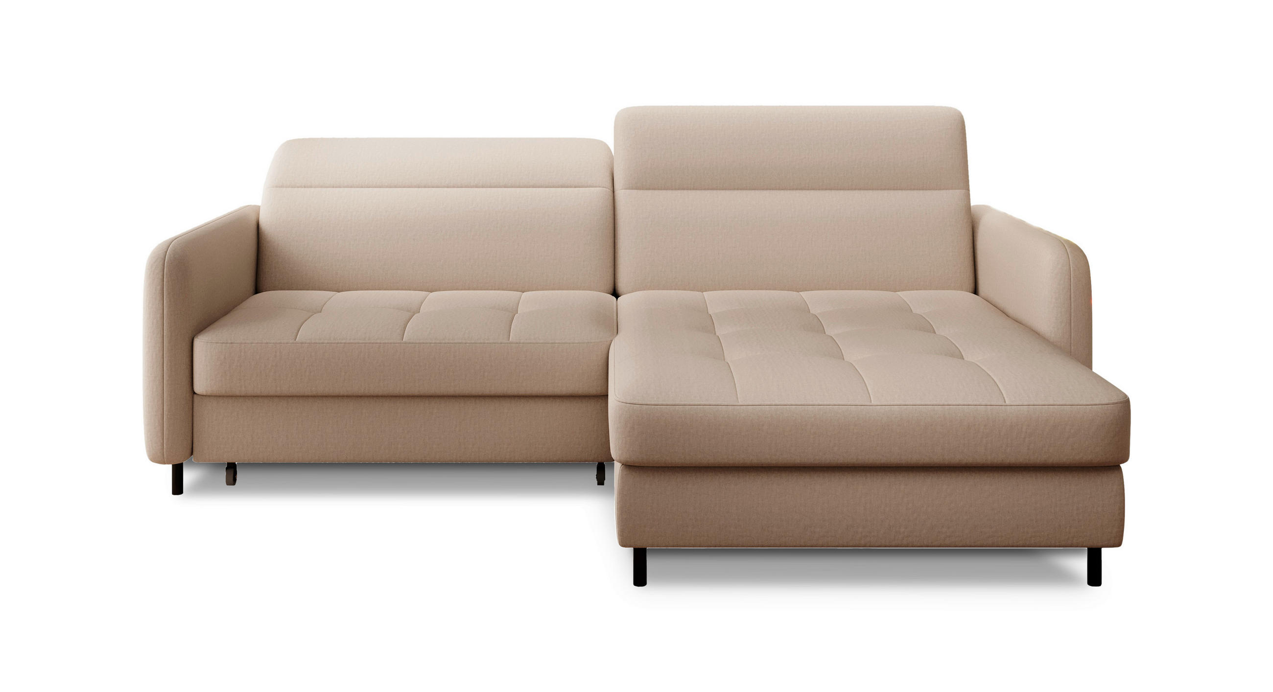 ECKSOFA Creme Velours  - Creme/Schwarz, Design, Textil/Metall (228/165cm) - MID.YOU
