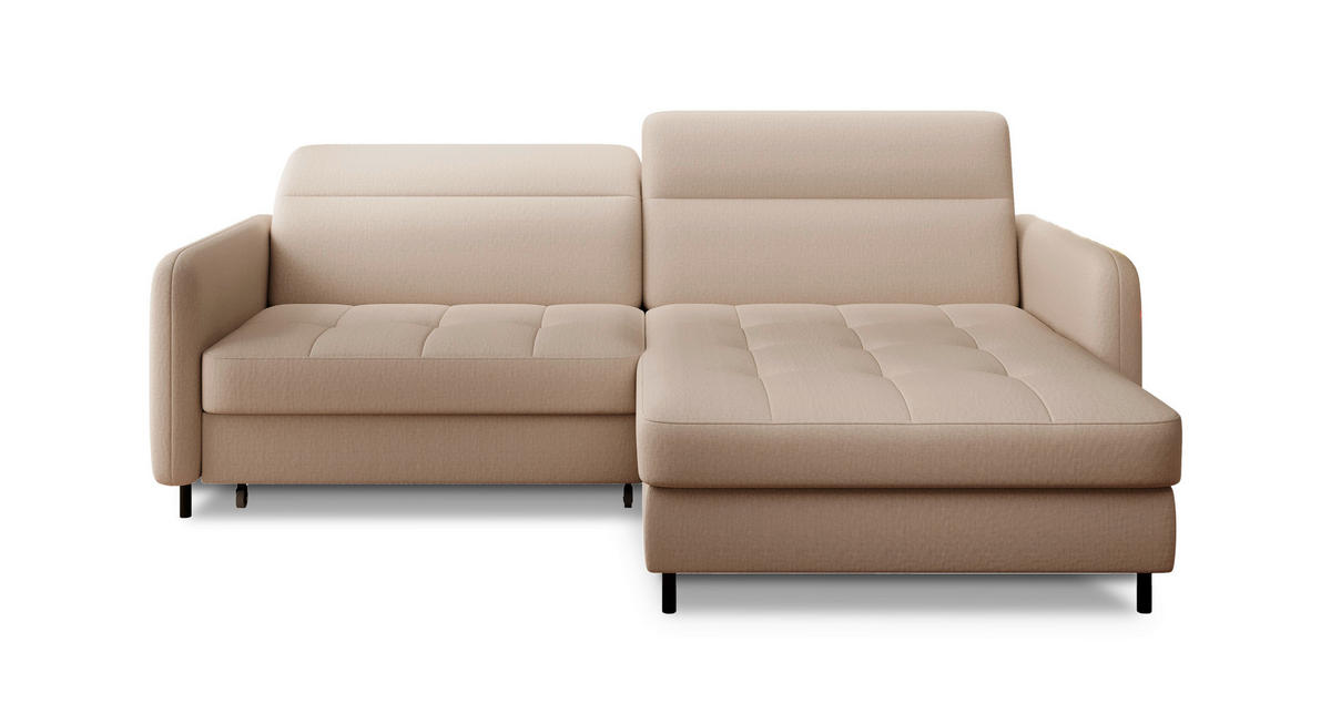 ECKSOFA in Velours Creme  228/165 cm  - Creme/Schwarz, Design, Textil/Metall (228/165cm) - MID.YOU