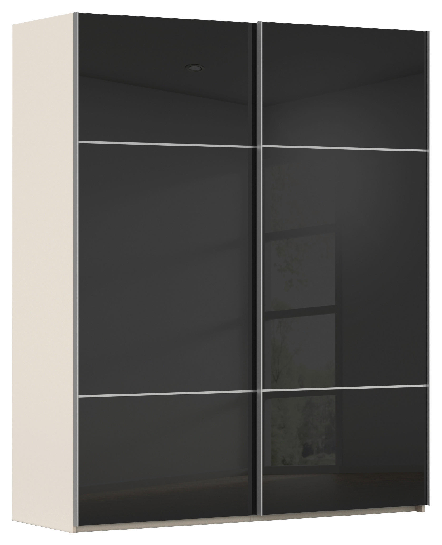 SCHWEBETÜRENSCHRANK 162/223/68 cm,  in Schwarz, Champagner, 2 Tür(en)  - Champagner/Alufarben, KONVENTIONELL, Glas/Holzwerkstoff (162/223/68cm) - Novel