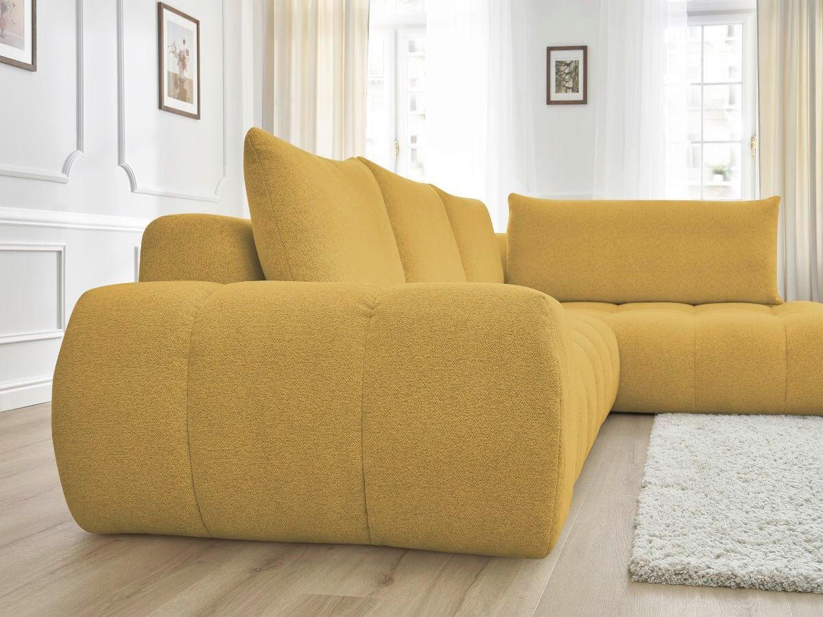 ECKSOFA Ottomane rechts  EVEREST Gelb Flachgewebe  - Gelb/Schwarz, MODERN, Kunststoff/Textil (352/210cm)