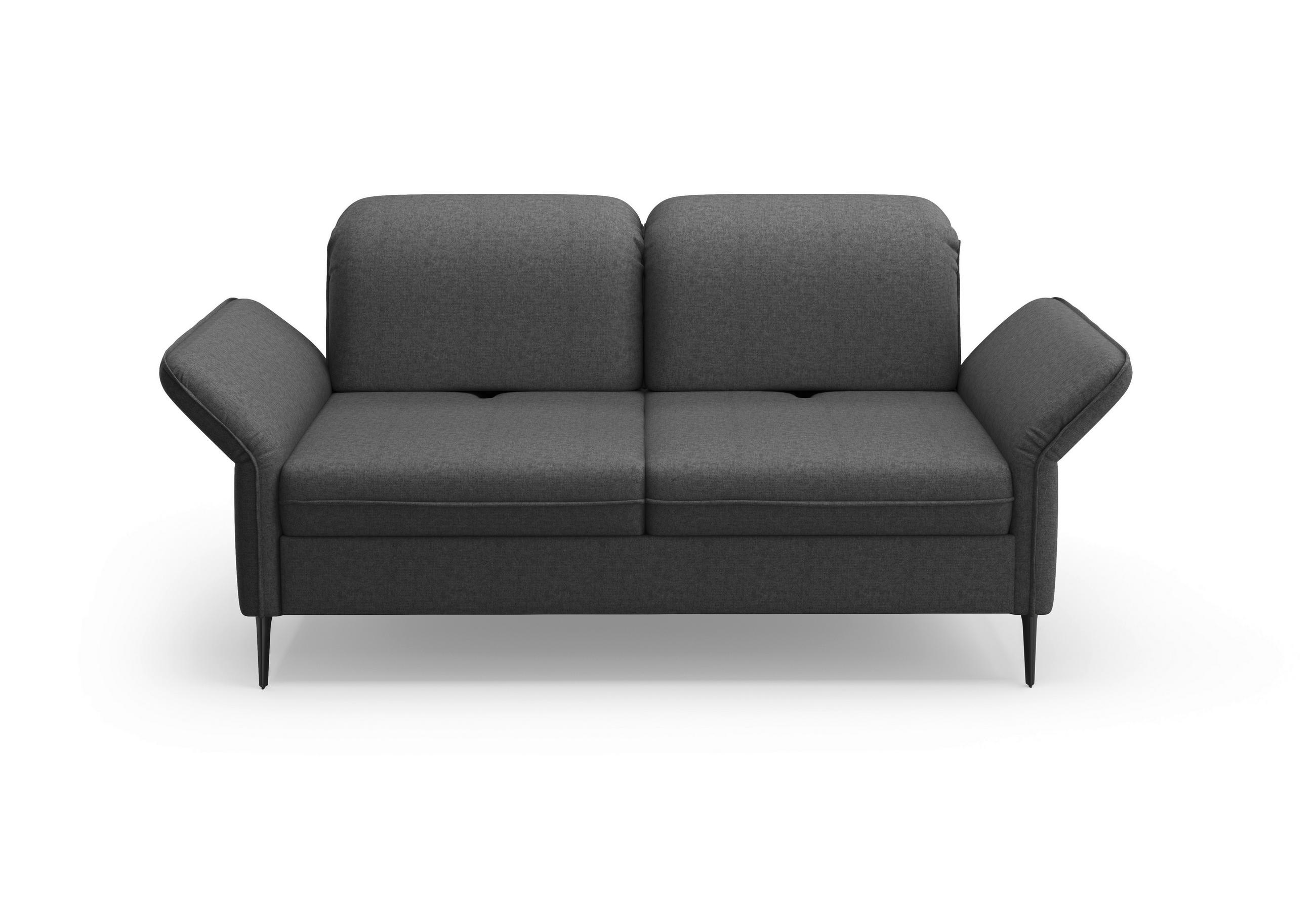 2,5-SITZER Flachgewebe Dunkelgrau  - Dunkelgrau/Schwarz, KONVENTIONELL, Textil/Metall (189/92/123cm) - Sit & More