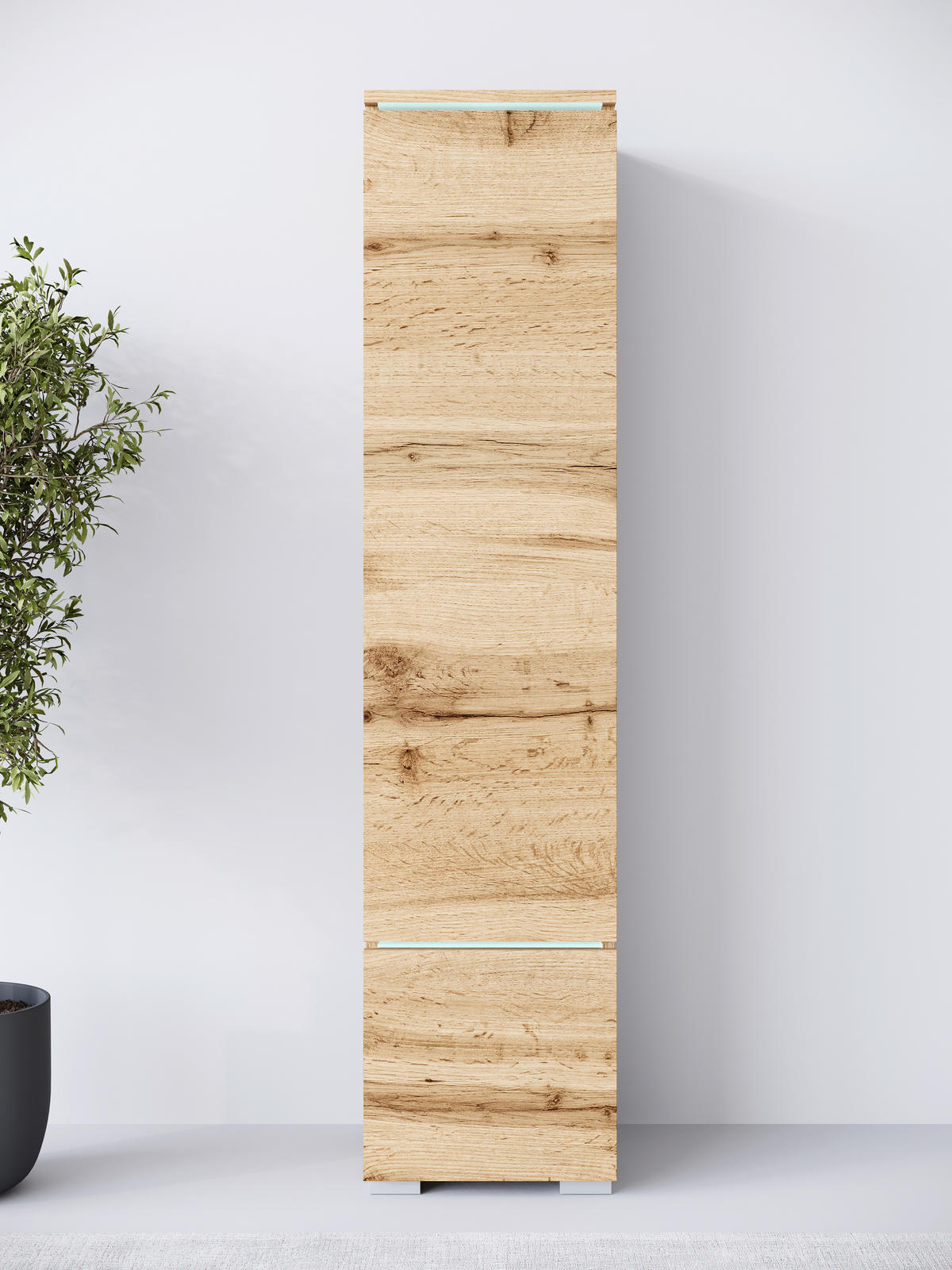 HOCHSCHRANK 30/130/33 cm  - Eiche Wotan/Grau, Design, Holzwerkstoff/Kunststoff (30/130/33cm) - Livetastic