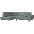 ECKSOFA in Chenille Silberfarben  205/280 cm  - Silberfarben/Schwarz, Design, Textil/Metall (205/280cm) - Xora