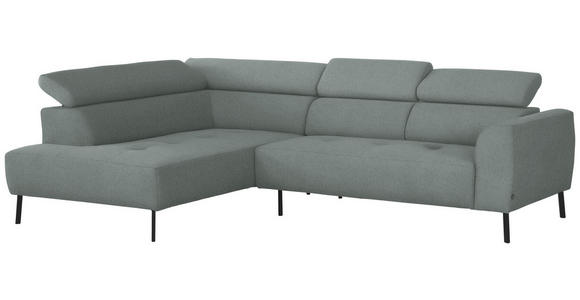 ECKSOFA in Chenille Silberfarben  205/280 cm  - Silberfarben/Schwarz, Design, Textil/Metall (205/280cm) - Xora