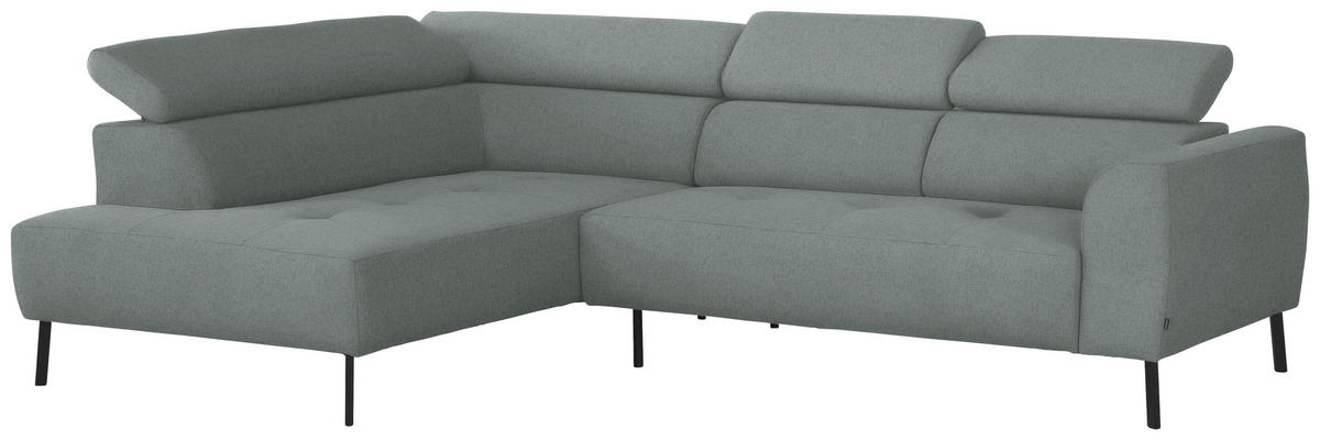 ECKSOFA in Chenille Silberfarben  205/280 cm  - Silberfarben/Schwarz, Design, Textil/Metall (205/280cm) - Xora