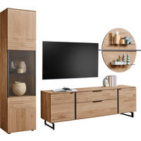 WOHNWAND  Eichefarben 318/206/44 cm    - Eichefarben/Anthrazit, Natur, Glas/Holz (318/206/44cm) - Valnatura