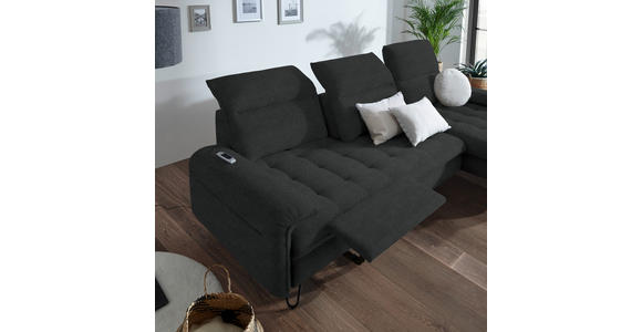 ECKSOFA in Webstoff Anthrazit  - Anthrazit/Schwarz, LIFESTYLE, Textil/Metall (310/180cm) - Valnatura