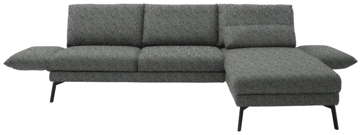 ECKSOFA in Flachgewebe Grau  277/175 cm  - Schwarz/Grau, Design, Textil/Metall (277/175cm) - Schöner Wohnen
