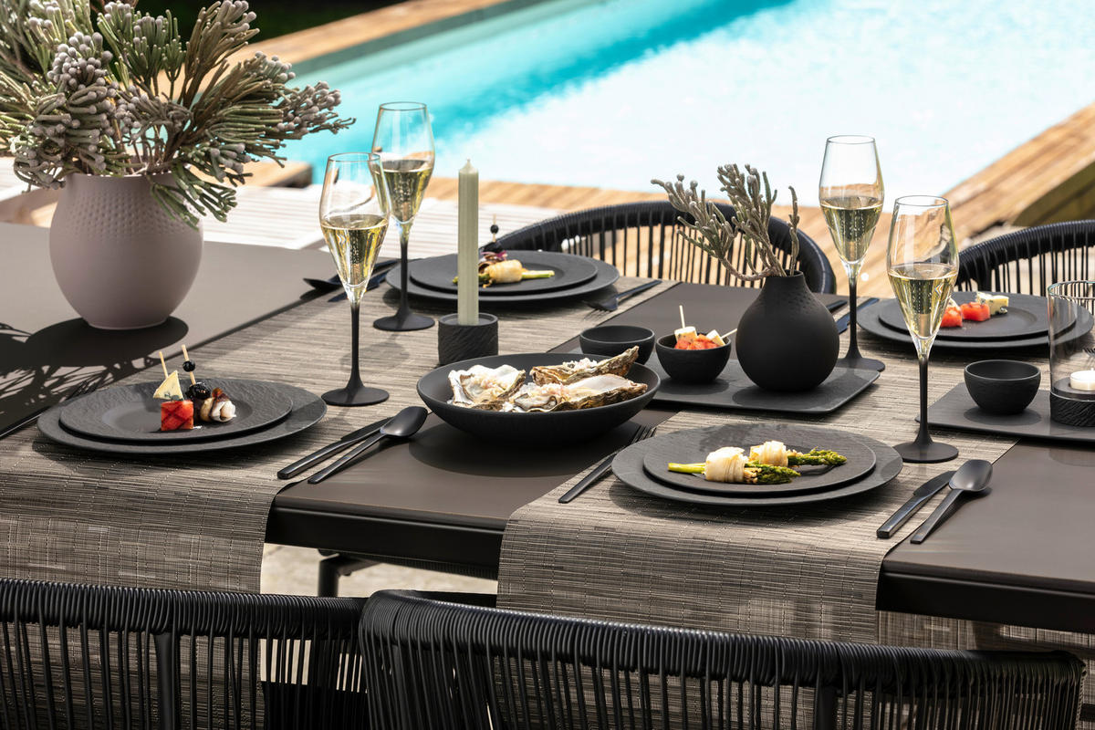 TAFELSERVICE Schwarz 16-teilig Manufacture Rock  - Schwarz, Design, Keramik - Villeroy & Boch