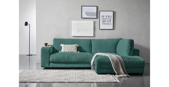 ECKSOFA  in Cord Grün  265/224 cm  - Schwarz/Grün, Design, Kunststoff/Textil (265/224cm) - Hom`in