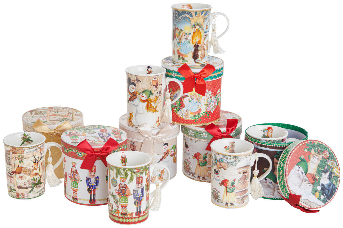 KAFFEEBECHER  320 ml   - Multicolor, LIFESTYLE, Keramik (0,32l) - X-Mas