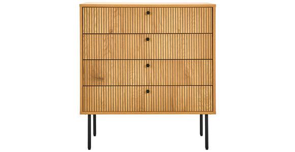 KOMMODE Line in 80/85/40 cm - Eichefarben/Schwarz, Design, Holzwerkstoff/Metall (80/85/40cm) - Carryhome