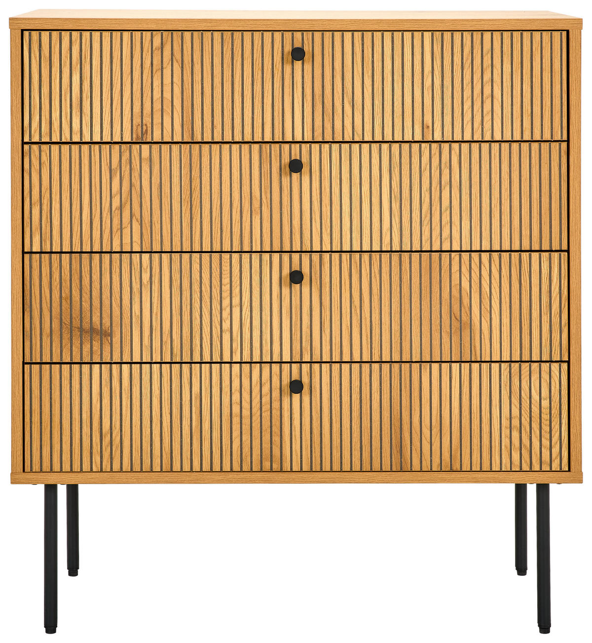 KOMÓD 80/85/40 cm  - tölgyfa színű/fekete, Design, faalapú anyag/fém (80/85/40cm) - Carryhome