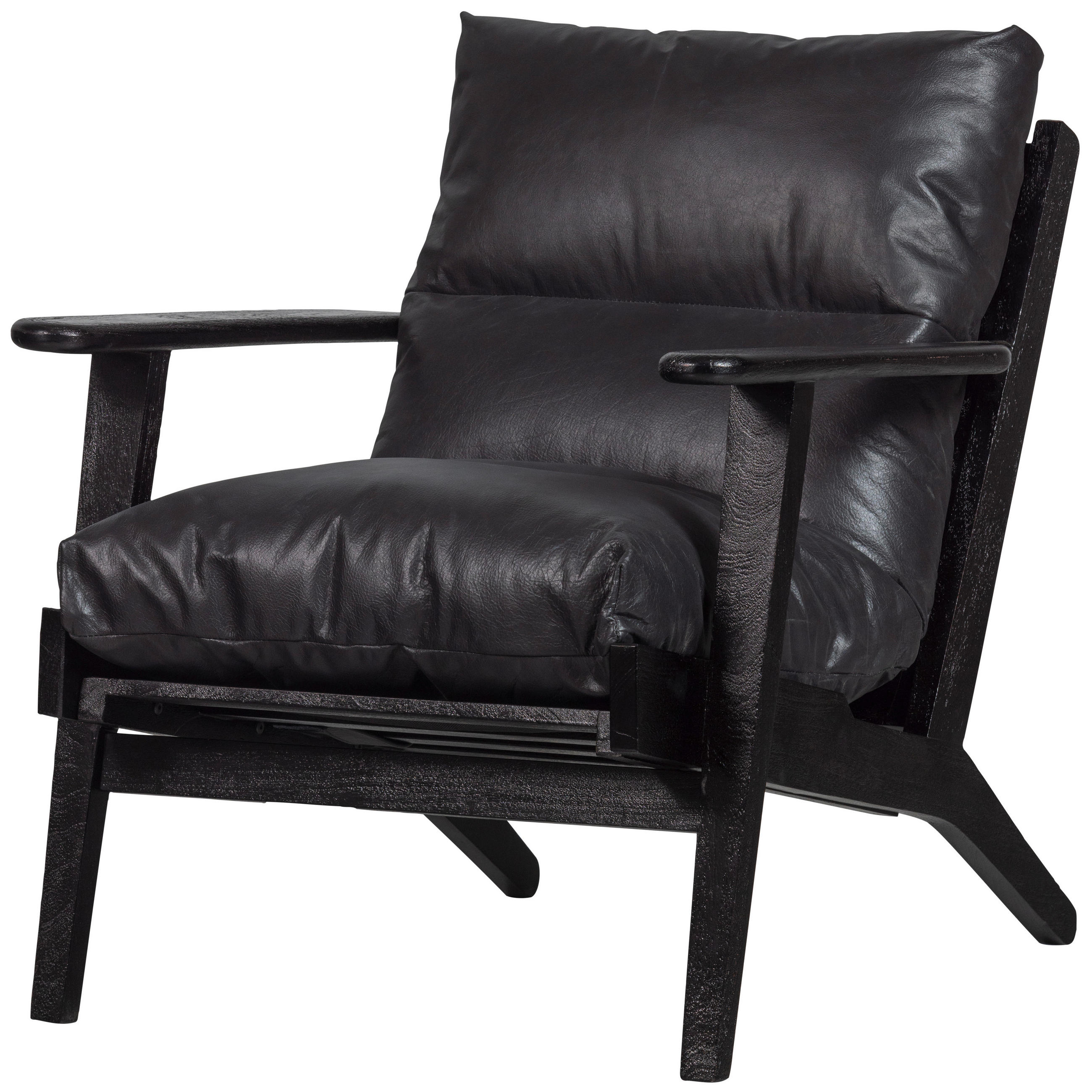 SESSEL in Schwarz  - Schwarz, Design, Leder/Holz (71/86/71cm) - Livetastic