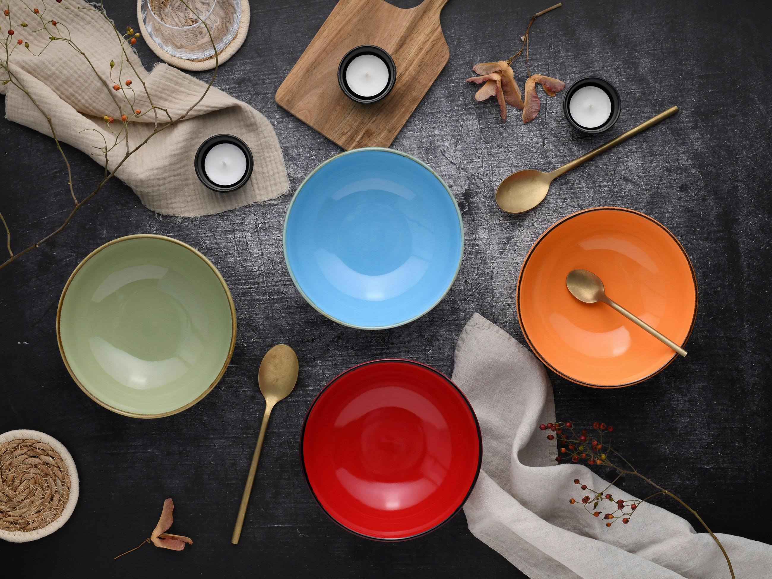 SCHÜSSELSET 4-teilig Nature Collection 16,5 cm   - Multicolor, Design, Keramik (16,5cm) - Creatable