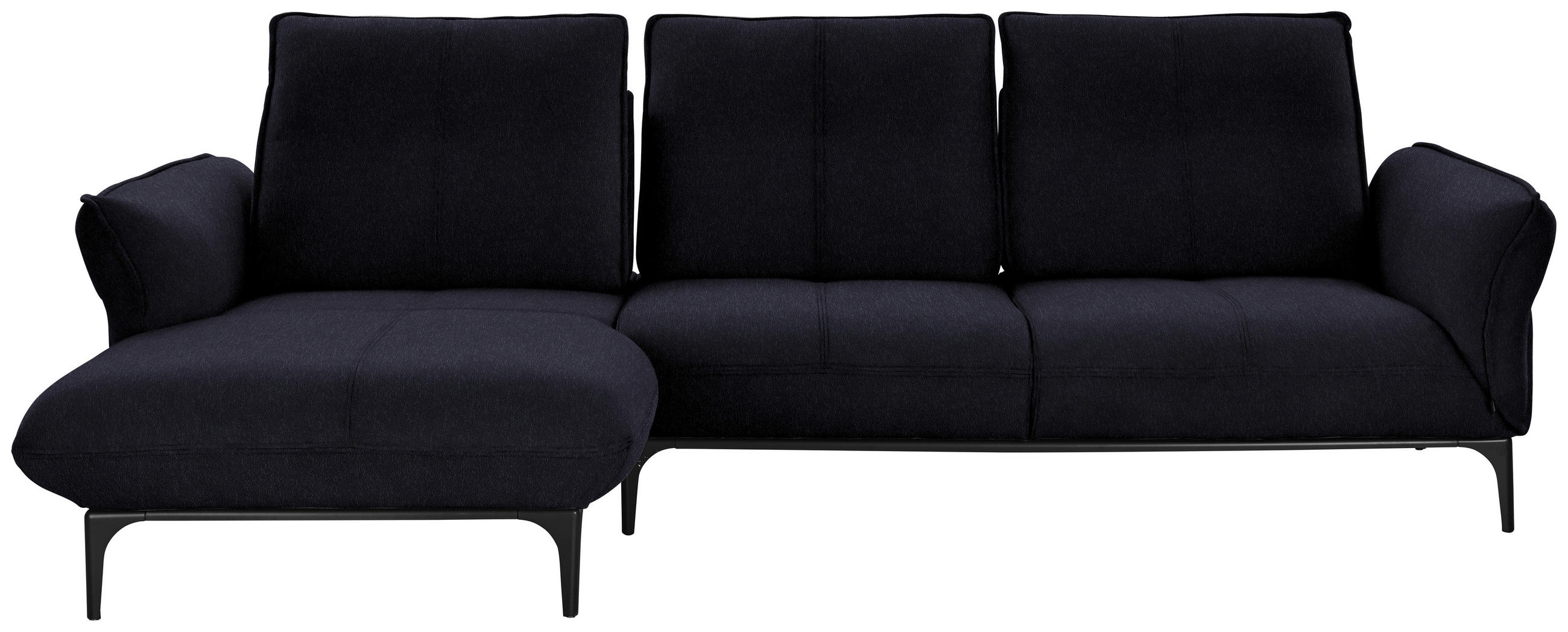 ECKSOFA in Echtleder Schwarz  - Schwarz, Natur, Leder (182/277cm) - Valnatura
