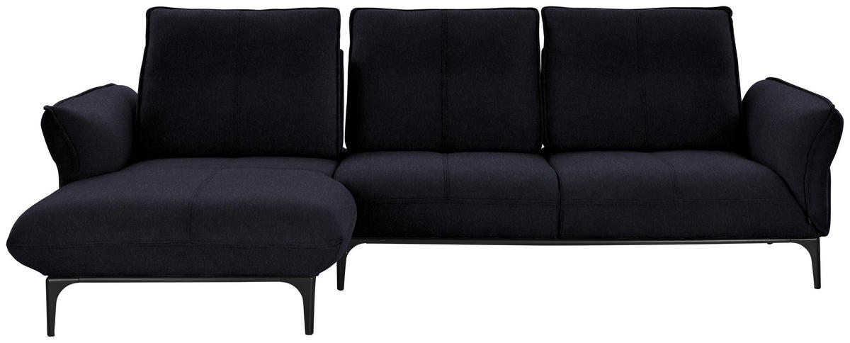 ECKSOFA in Echtleder Schwarz  - Schwarz, Natur, Leder (182/277cm) - Valnatura