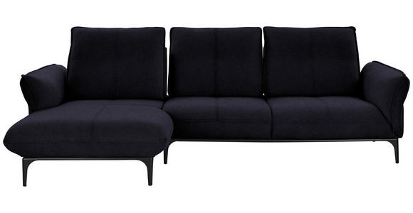 ECKSOFA in Echtleder Schwarz  - Schwarz, Natur, Leder (182/277cm) - Valnatura