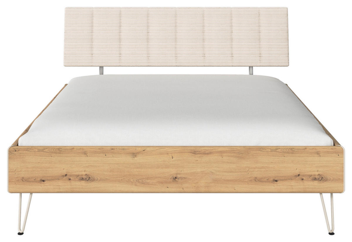 BETT 160/200 cm,  in Eiche Artisan,  - Champagner/Eiche Artisan, Design, Textil/Metall (160/200cm) - Carryhome