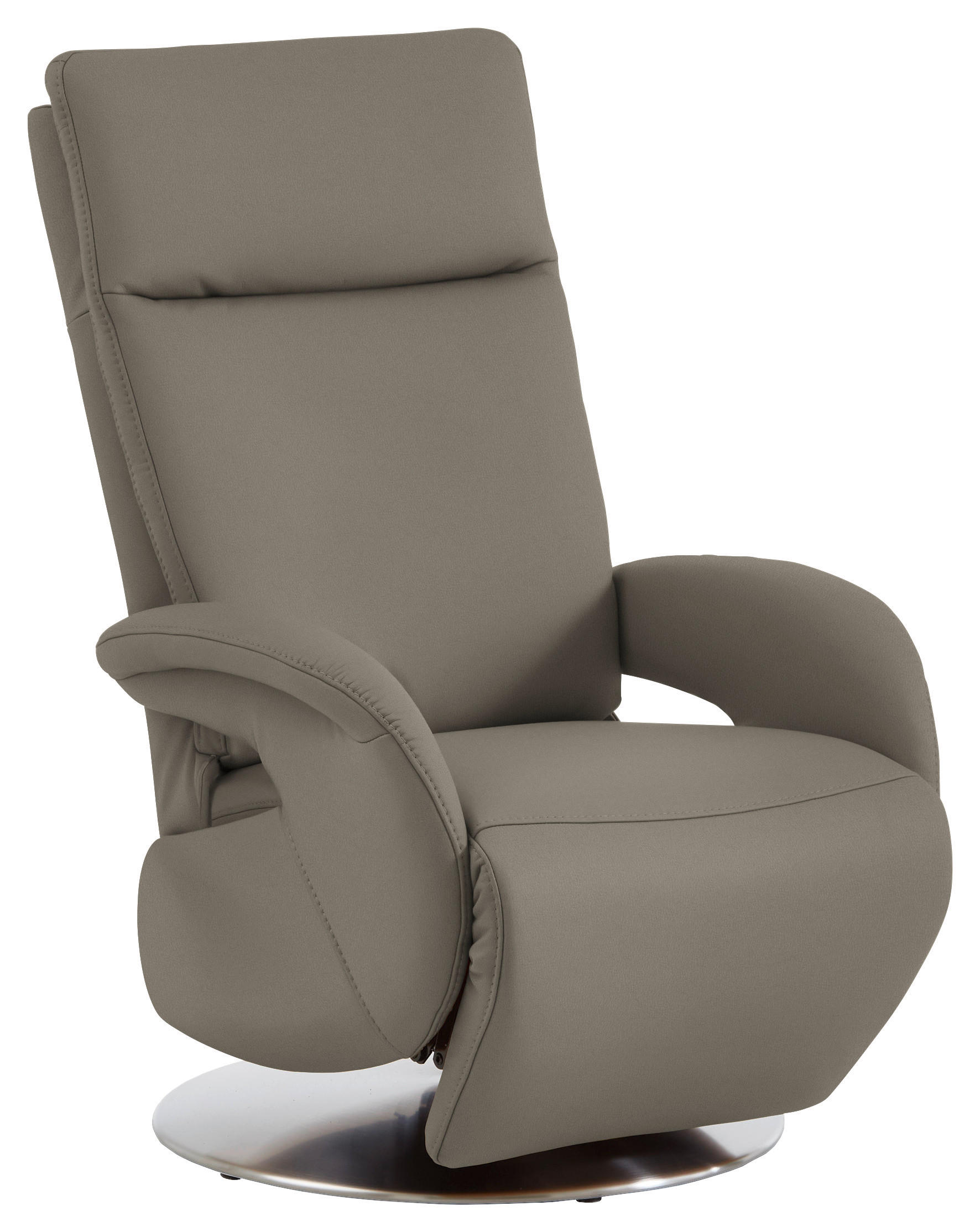 RELAXSESSEL in Leder Graubraun  - Edelstahlfarben/Graubraun, Design, Leder/Metall (70/108/80cm) - Cantus