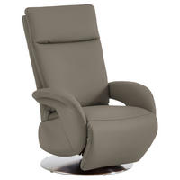 RELAXSESSEL in Leder Graubraun  - Edelstahlfarben/Graubraun, Design, Leder/Metall (70/108/80cm) - Cantus